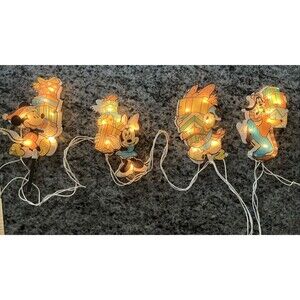 Vintage Disney Christmas Lights Mickey Minnie Donald Pluto Holiday presents tree